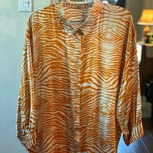 Soyaconcept Orange and White Zebra Print Top